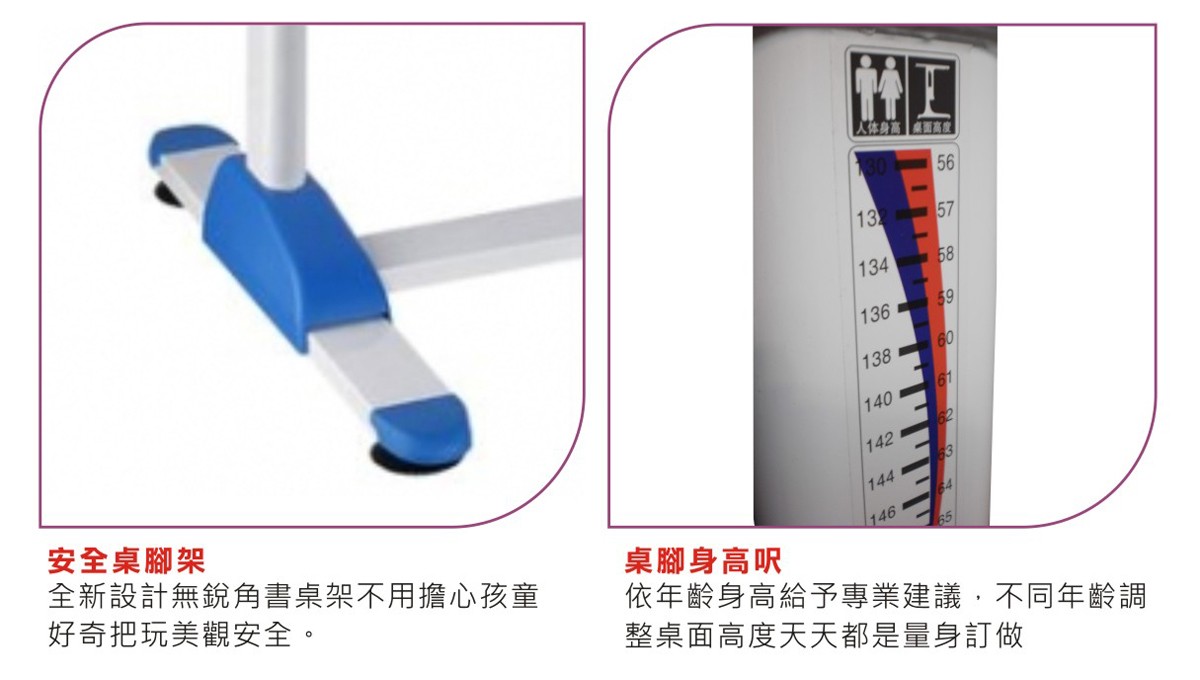 L7氣壓式兒童成長書桌安全桌腳+身高尺介紹