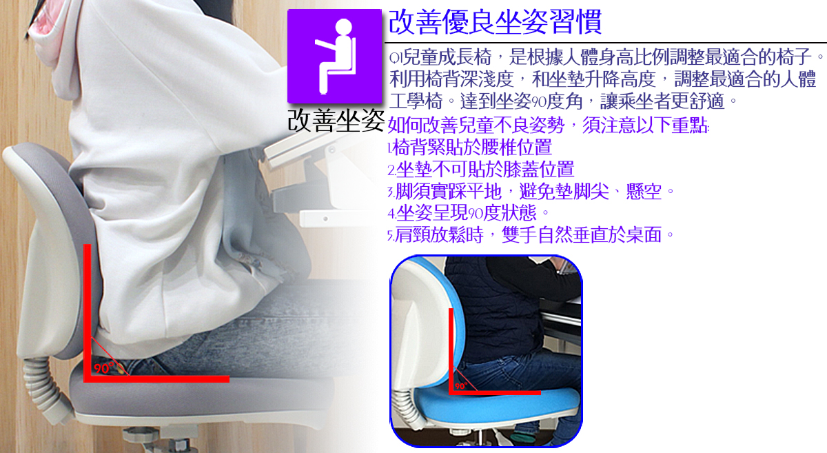 Q1兒童成長椅-改善坐姿習慣優勢介紹